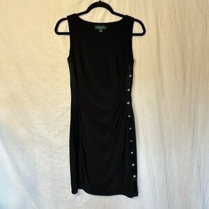 Lauren By Ralph Lauren Sleeveless cocktail midi dress with button side detail  4